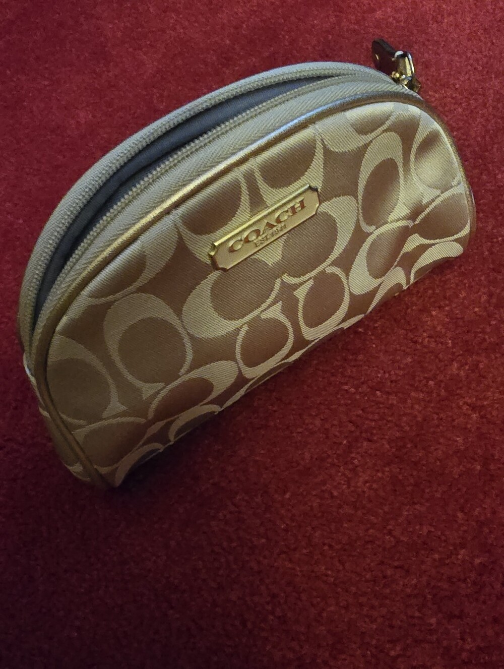 New Gold Coach Signature Estee Lauder Cosmetic Bag